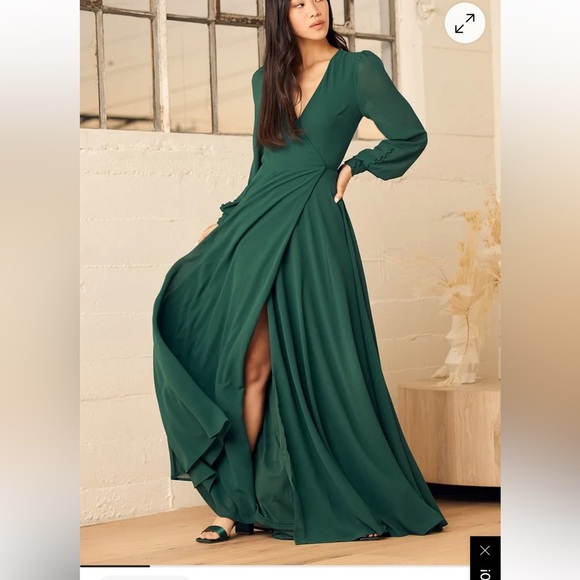 Lulu's My Whole Heart Emerald Green Long Sleeve Wrap Dress Size XL ( E - 4 ) - Picture 1 of 9